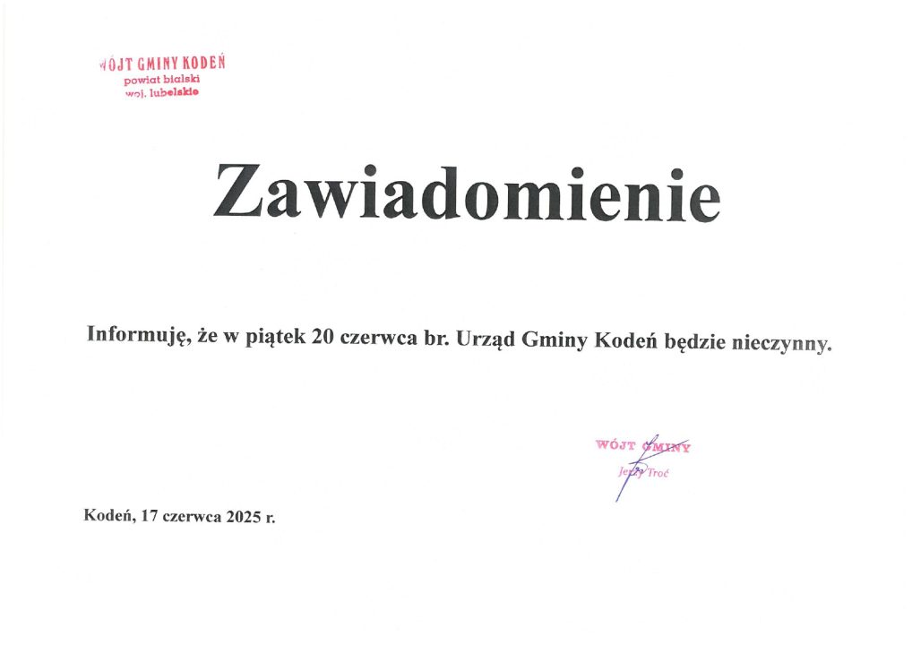 Miniaturka artykułu Zawiadomienie